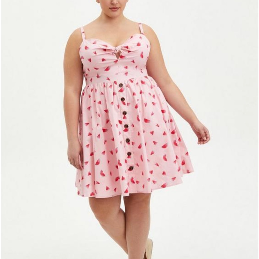 NWT Torrid Pink Watermelon Print Spaghetti Strap Dress - 2X
